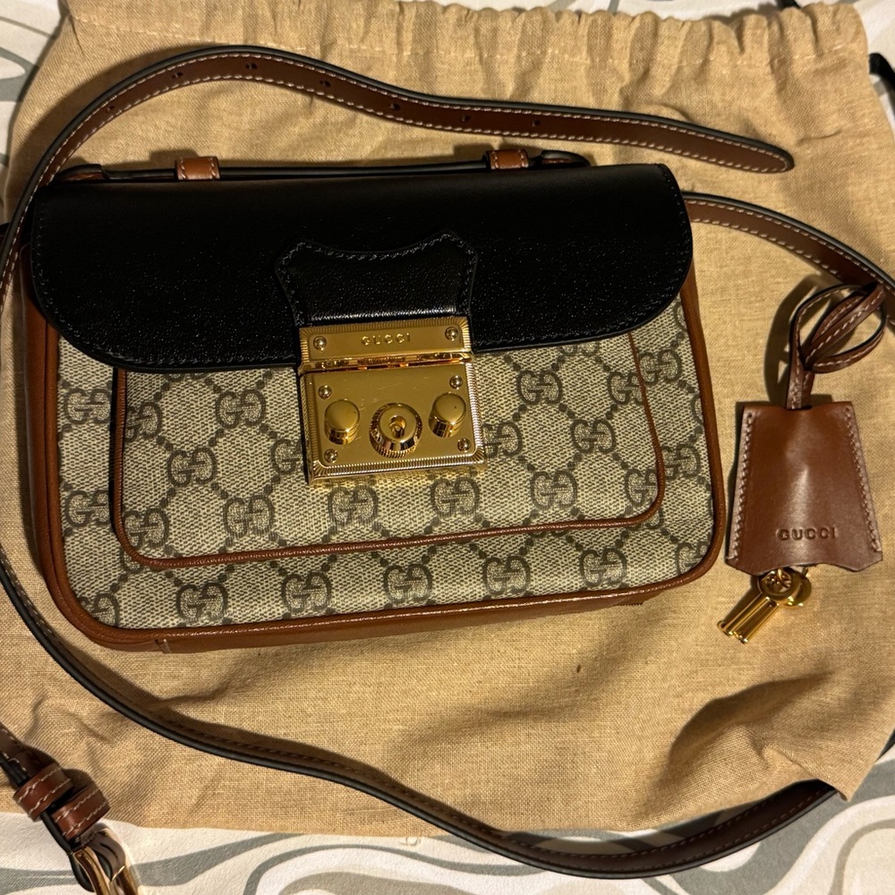 Gucci Supreme Padlock Mini Top Handle Crossbody Purse